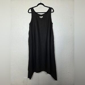 Courtney Washington Linen Dress Long Black Sleeveless Lagenlook dress XL